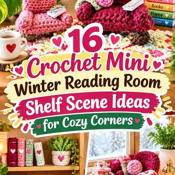 16 Crochet Mini Winter Reading Room Shelf Scene Ideas for Cozy Corners