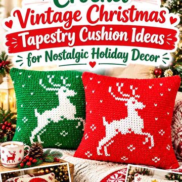 16 Crochet Vintage Christmas Tapestry Cushion Ideas for Nostalgic Holiday Decor