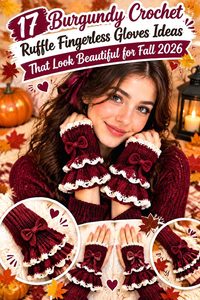 17 Burgundy Crochet Ruffle Fingerless Gloves Ideas That Look Beautiful for Fall 2026