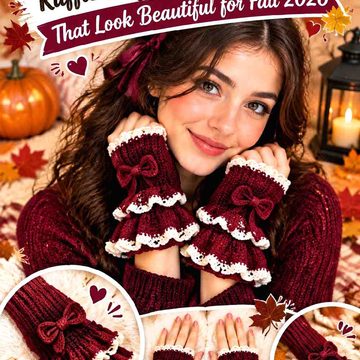 17 Burgundy Crochet Ruffle Fingerless Gloves Ideas That Look Beautiful for Fall 2026