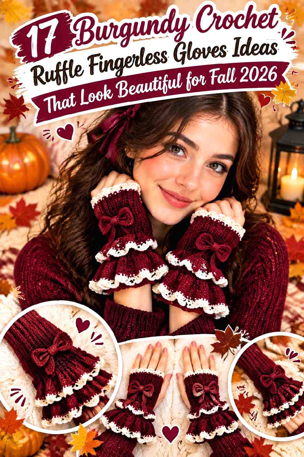 17 Burgundy Crochet Ruffle Fingerless Gloves Ideas That Look Beautiful for Fall 2026