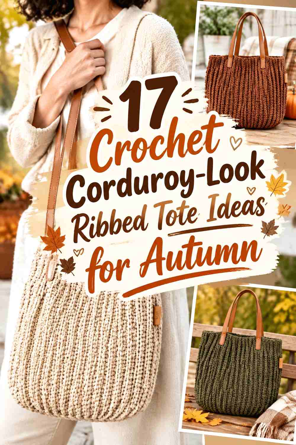17 Crochet Corduroy-Look Ribbed Tote Ideas for Autumn