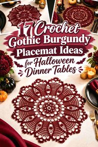 17 Crochet Gothic Burgundy Placemat Ideas for Halloween Dinner Tables