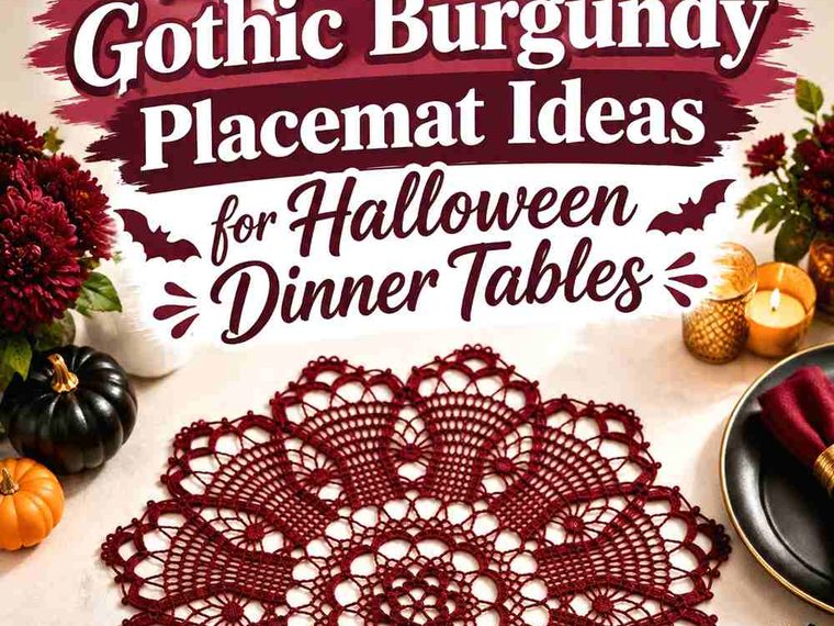 17 Crochet Gothic Burgundy Placemat Ideas for Halloween Dinner Tables