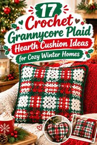 17 Crochet Grannycore Plaid Hearth Cushion Ideas for Cozy Winter Homes