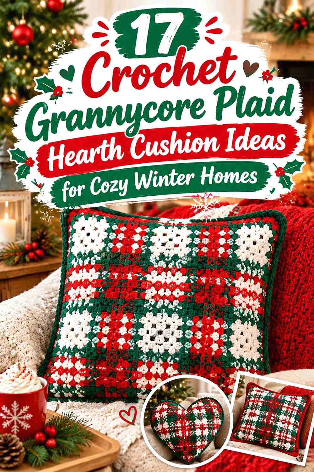 17 Crochet Grannycore Plaid Hearth Cushion Ideas for Cozy Winter Homes