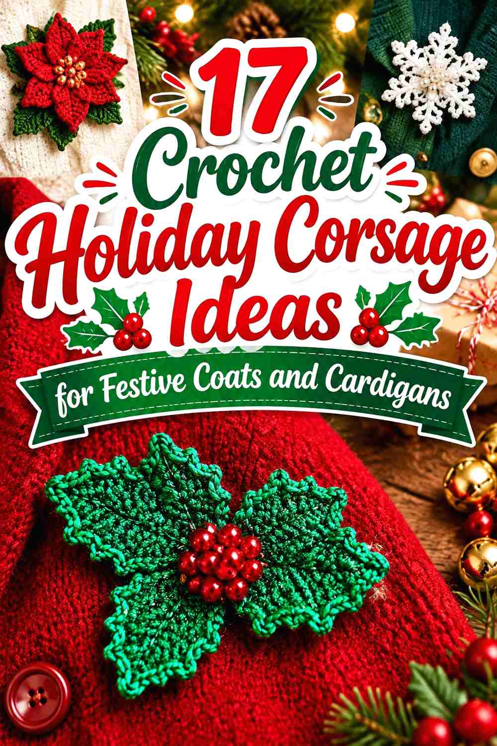 17 Crochet Holiday Corsage Ideas for Festive Coats and Cardigans