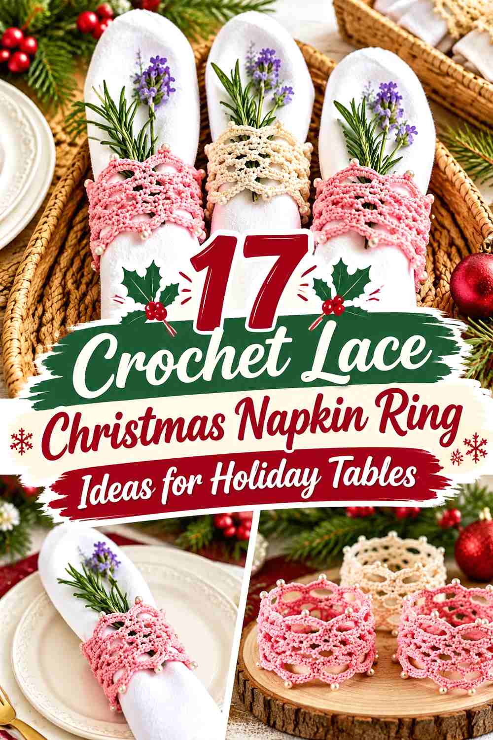 17 Crochet Lace Christmas Napkin Ring Ideas for Holiday Tables