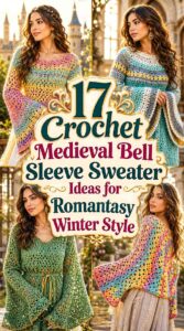 17 Crochet Medieval Bell Sleeve Sweater Ideas for Romantasy Winter Style