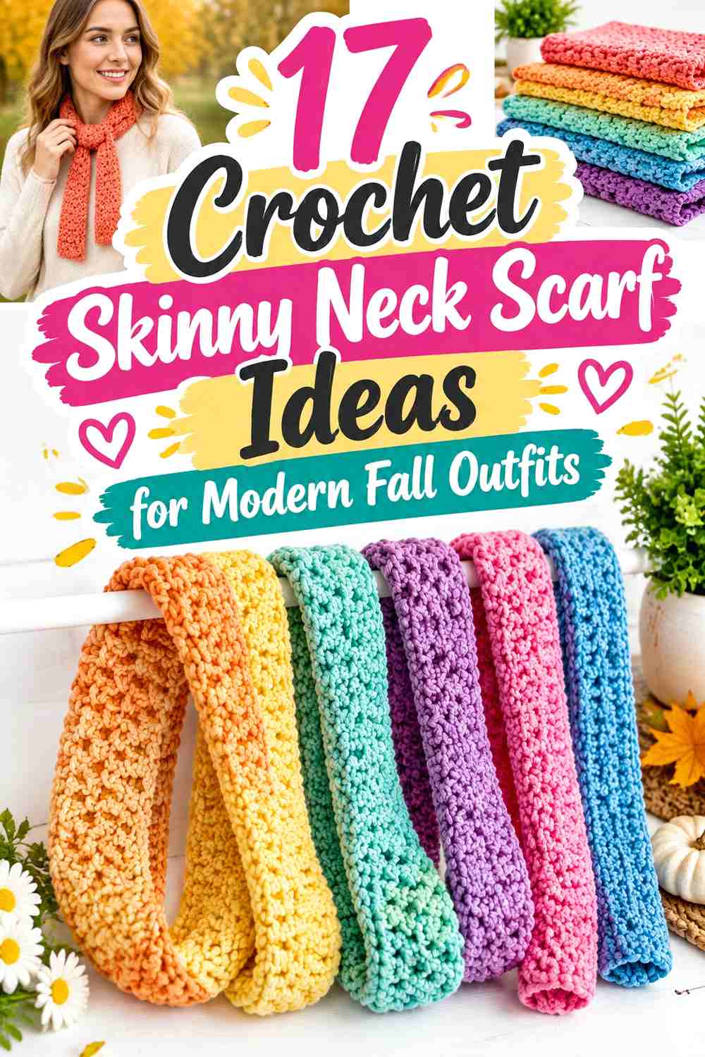17 Crochet Skinny Neck Scarf Ideas for Modern Fall Outfits