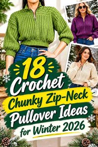 18 Crochet Chunky Zip-Neck Pullover Ideas for Winter 2026