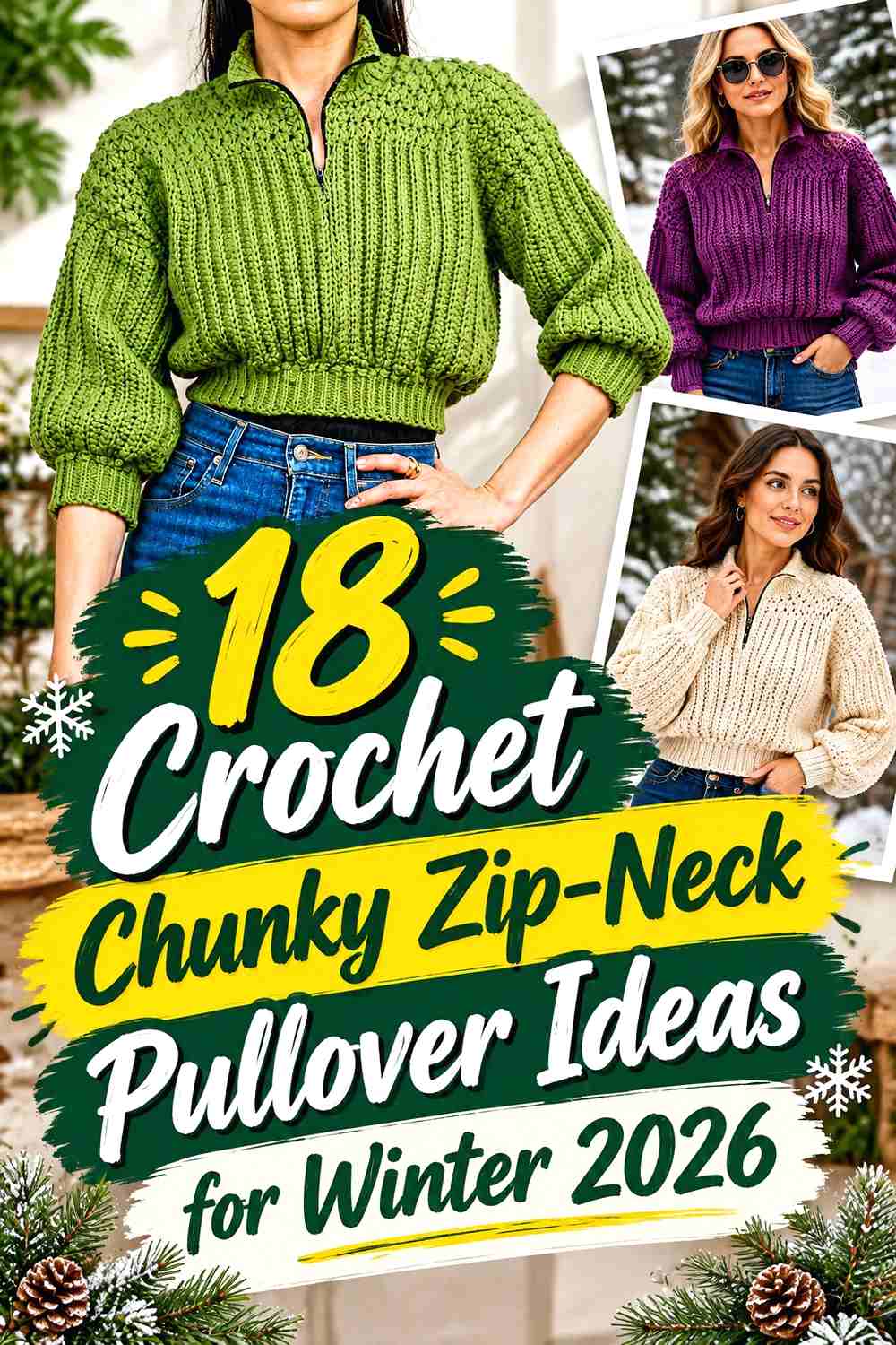 18 Crochet Chunky Zip-Neck Pullover Ideas for Winter 2026
