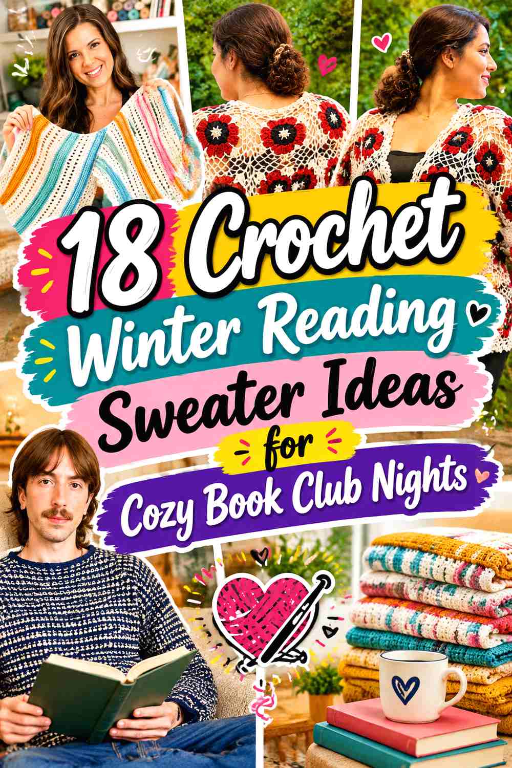 19 Crochet Winter Reading Sweater Ideas for Cozy Book Club Nights
