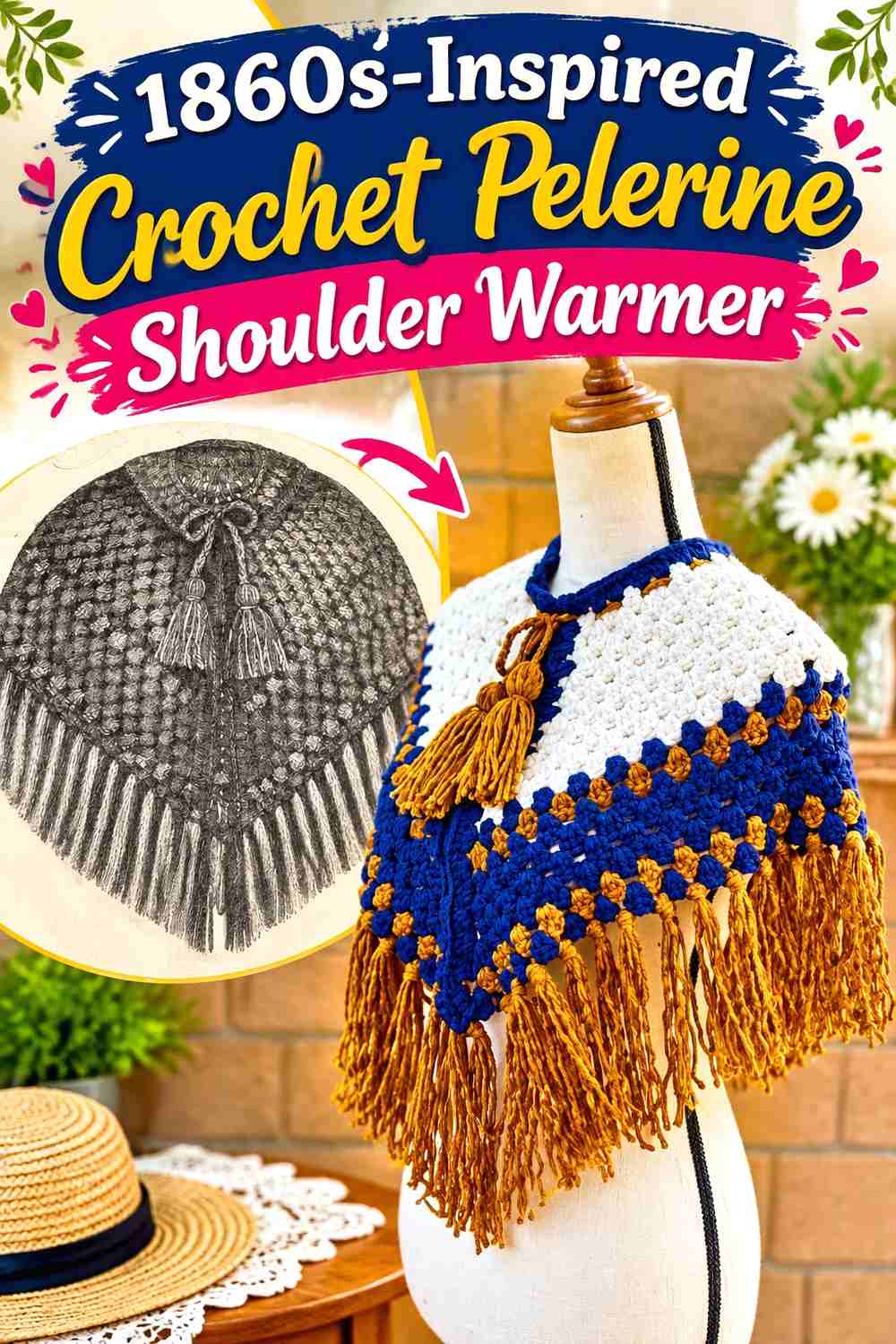 15. 1860s-Inspired Crochet Pelerine Shoulder Warmer