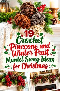19 Crochet Pinecone and Winter Fruit Mantel Swag Ideas for Christmas