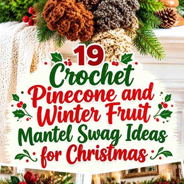 19 Crochet Pinecone and Winter Fruit Mantel Swag Ideas for Christmas