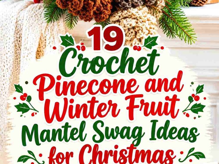 19 Crochet Pinecone and Winter Fruit Mantel Swag Ideas for Christmas