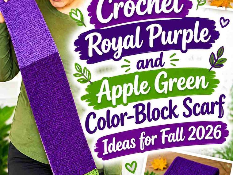 19 Crochet Royal Purple and Apple Green Color-Block Scarf Ideas for Fall 2026