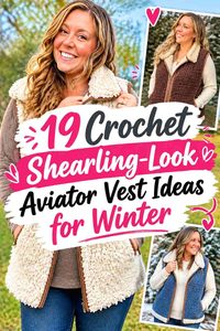 19 Crochet Shearling-Look Aviator Vest Ideas for Winter