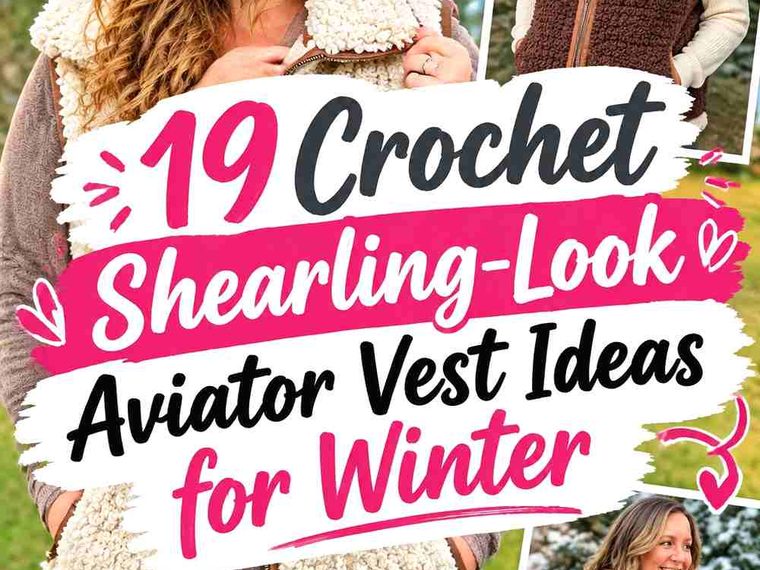 19 Crochet Shearling-Look Aviator Vest Ideas for Winter