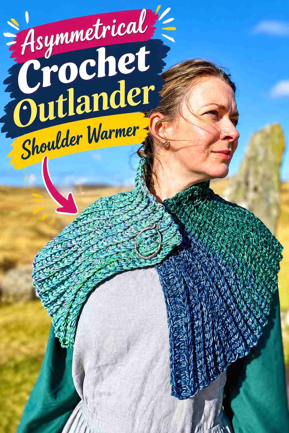 9. Asymmetrical Crochet Outlander Shoulder Warmer