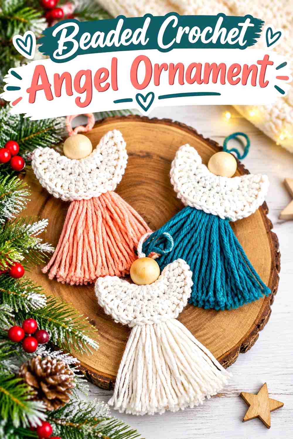 7. Beaded Crochet Angel Ornament