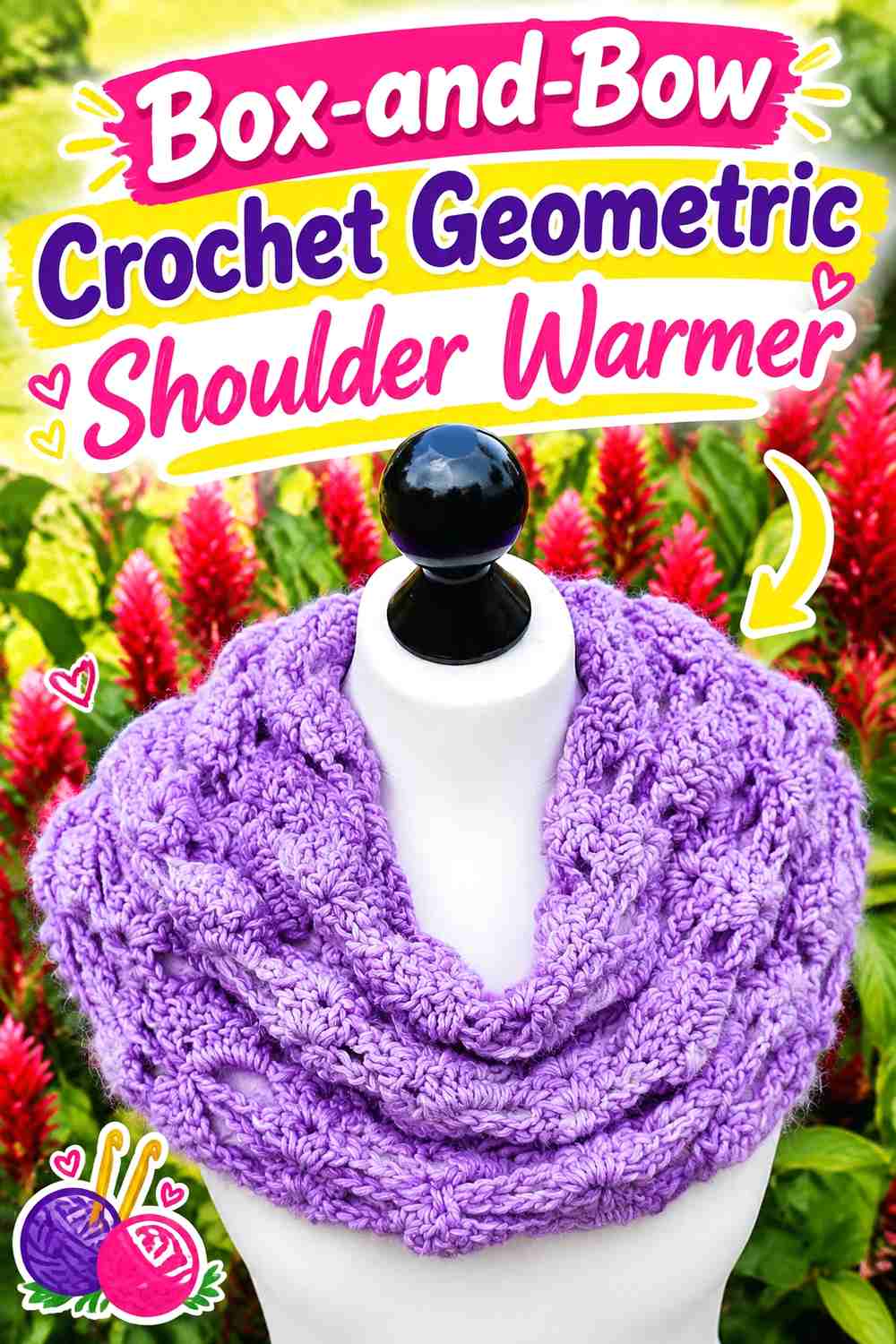 11. Box-and-Bow Crochet Geometric Shoulder Warmer