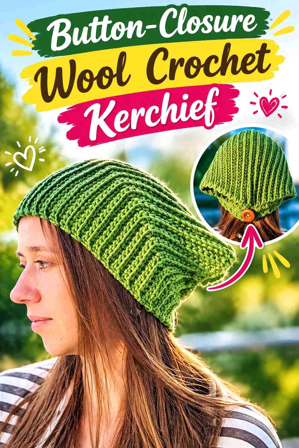 2. Button-Closure Wool Crochet Kerchief