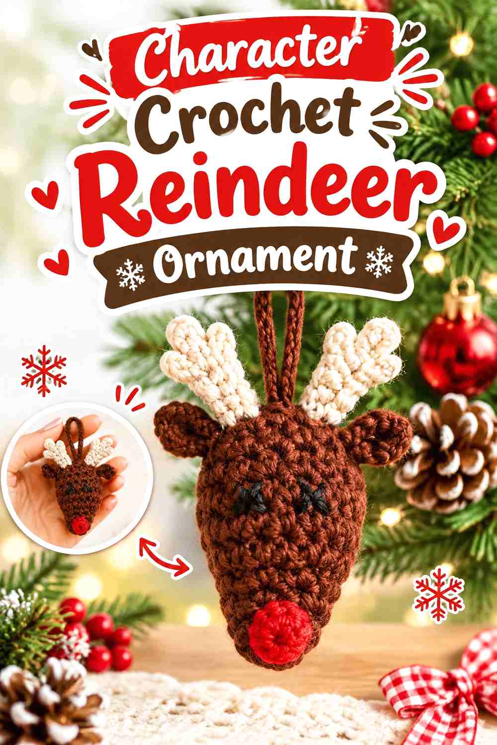12. Character Crochet Reindeer Ornament