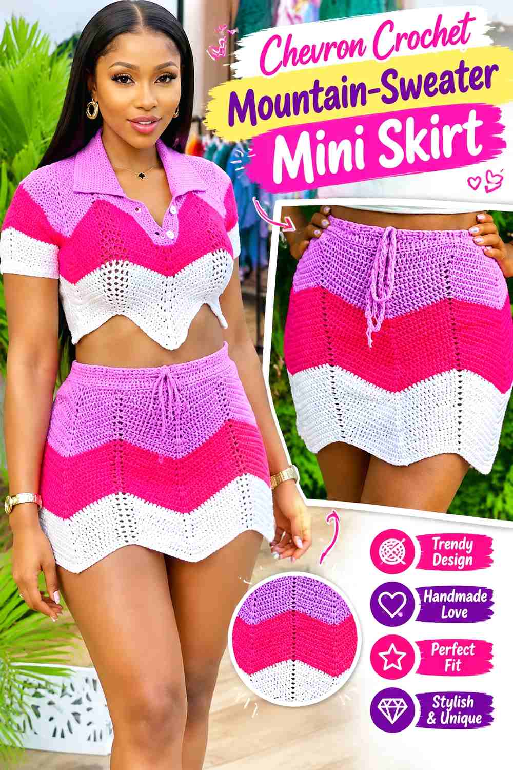 8. Chevron Crochet Mountain-Sweater Mini Skirt