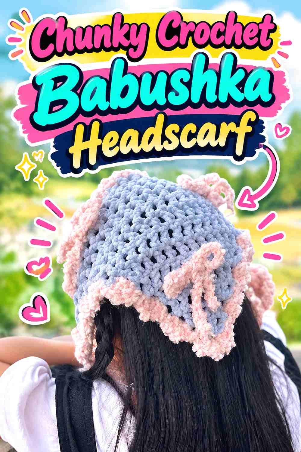 7. Chunky Crochet Babushka Headscarf