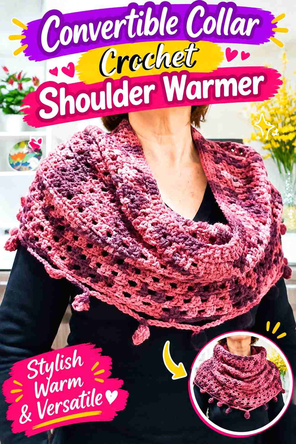 3. Convertible Collar Crochet Shoulder Warmer
