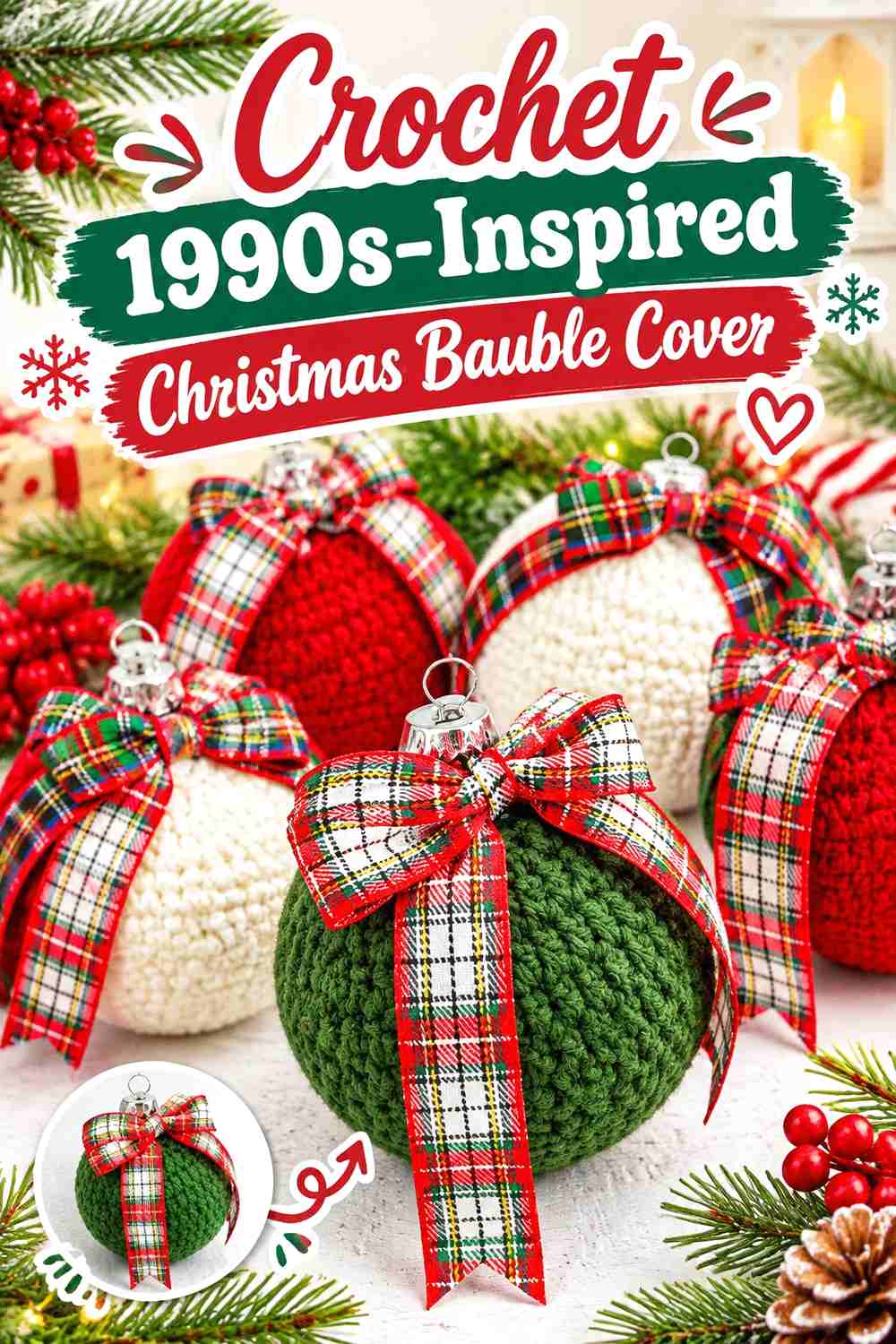 17. Crochet 1990s-Inspired Christmas Bauble Cover