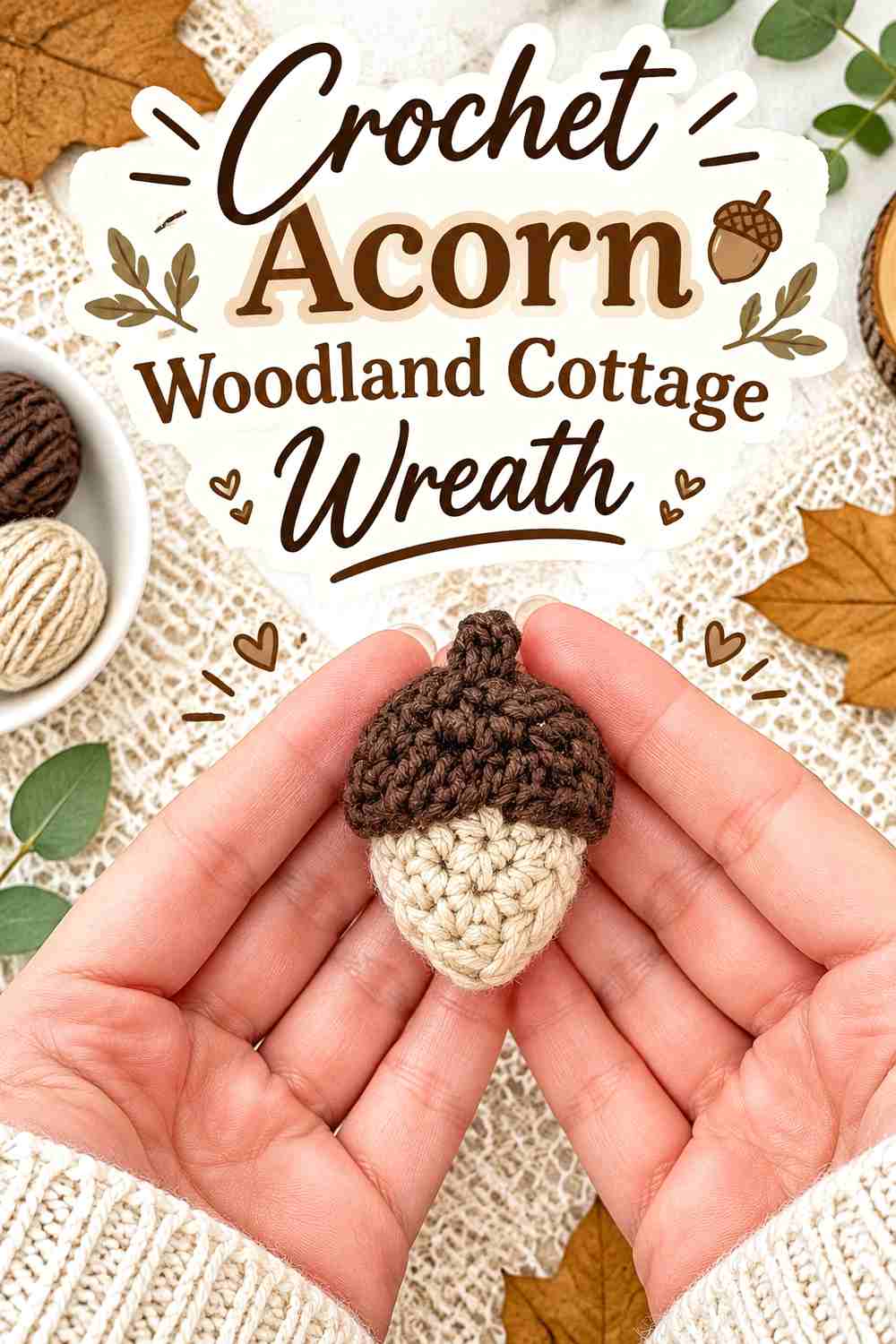5. Crochet Acorn Woodland Cottage Wreath
