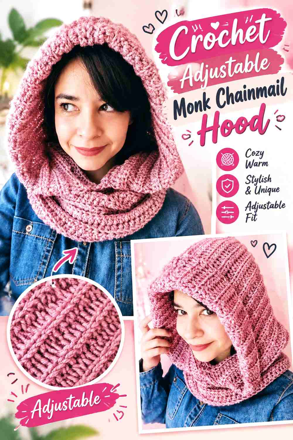 6. Crochet Adjustable Monk Chainmail Hood