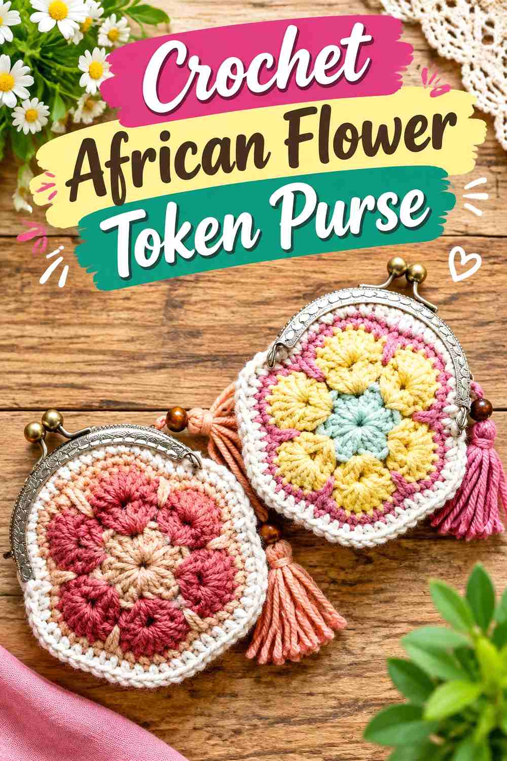 8. Crochet African Flower Token Purse