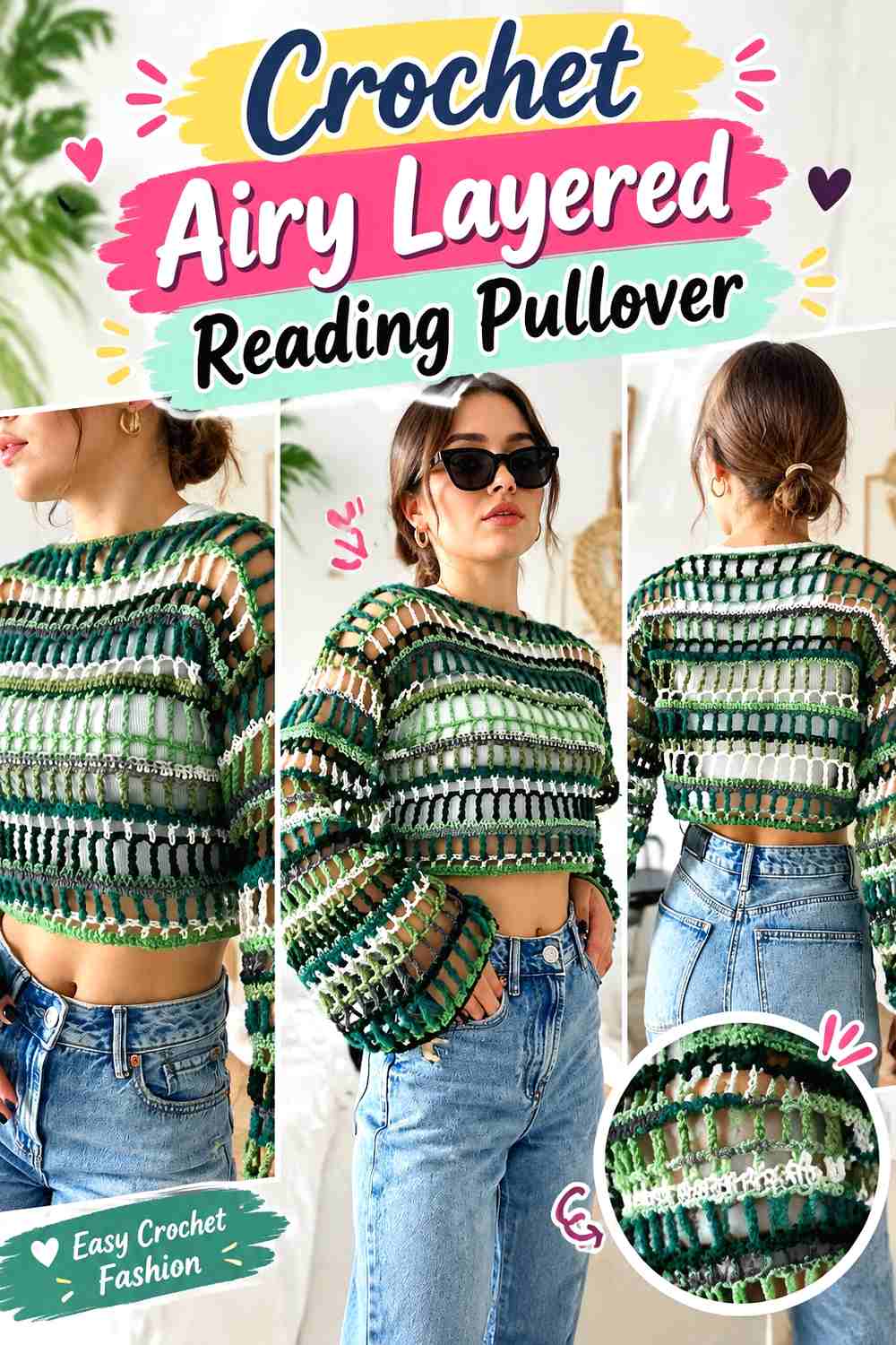 3. Crochet Airy Layered Reading Pullover