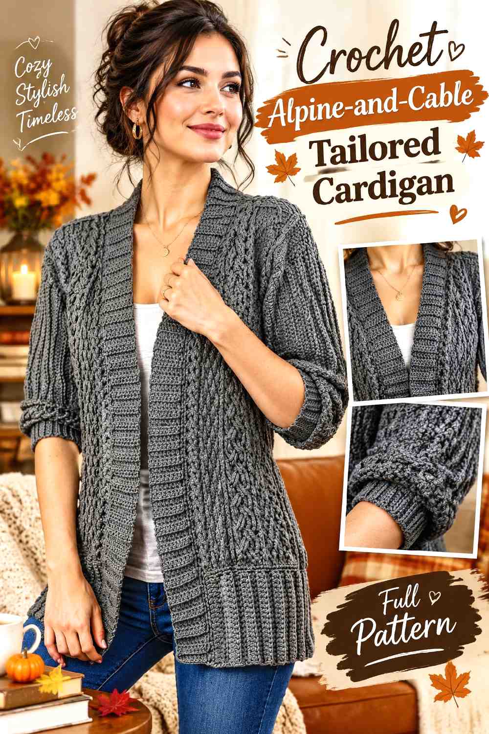 6. Crochet Alpine And Cable Tailored Cardigan