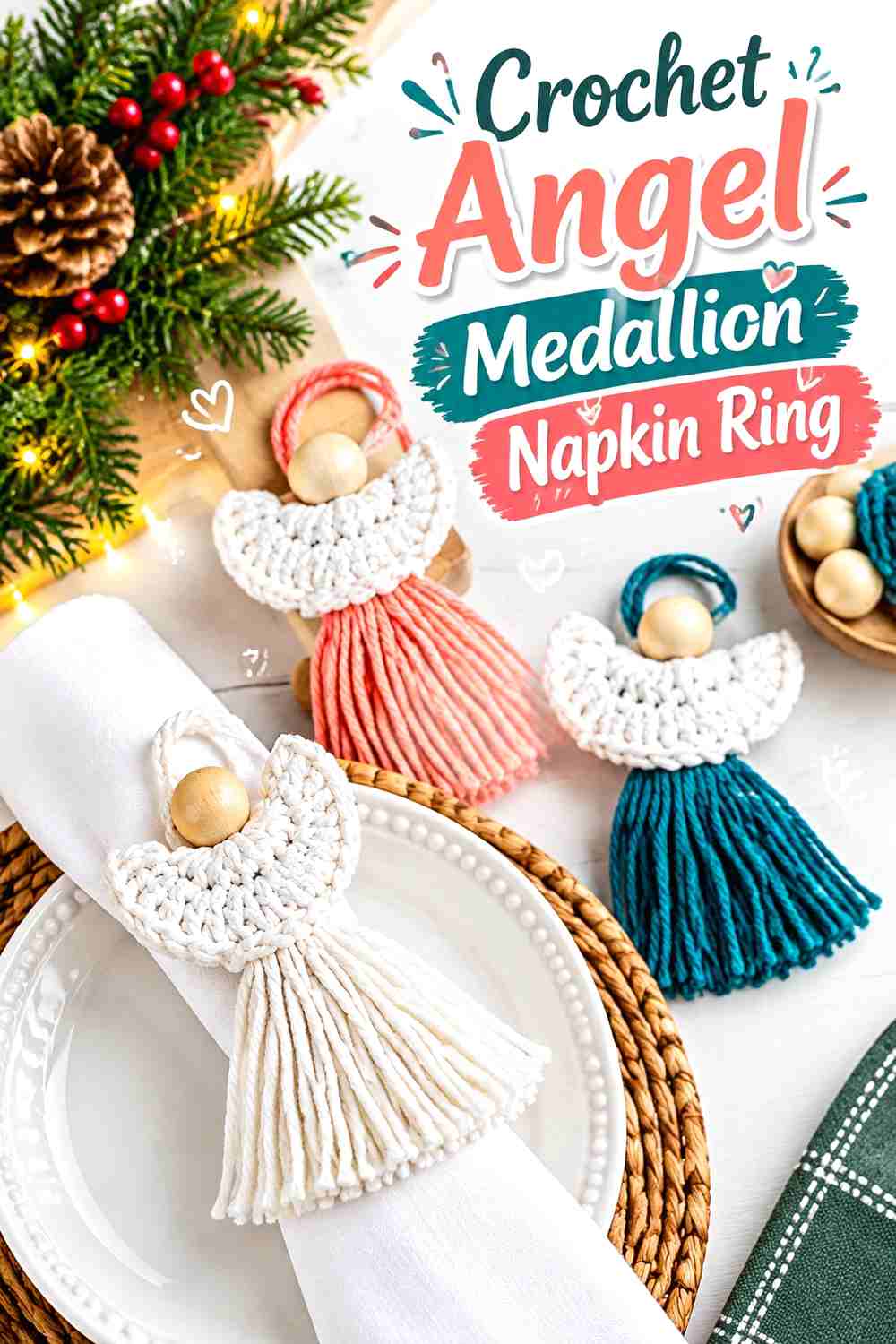 7. Crochet Angel Medallion Napkin Ring