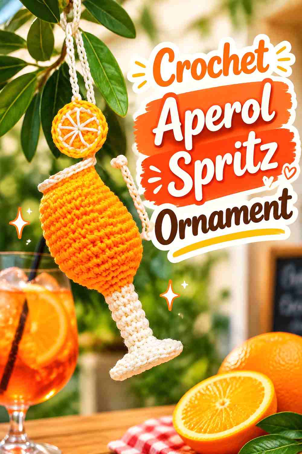 4. Crochet Aperol Spritz Ornament