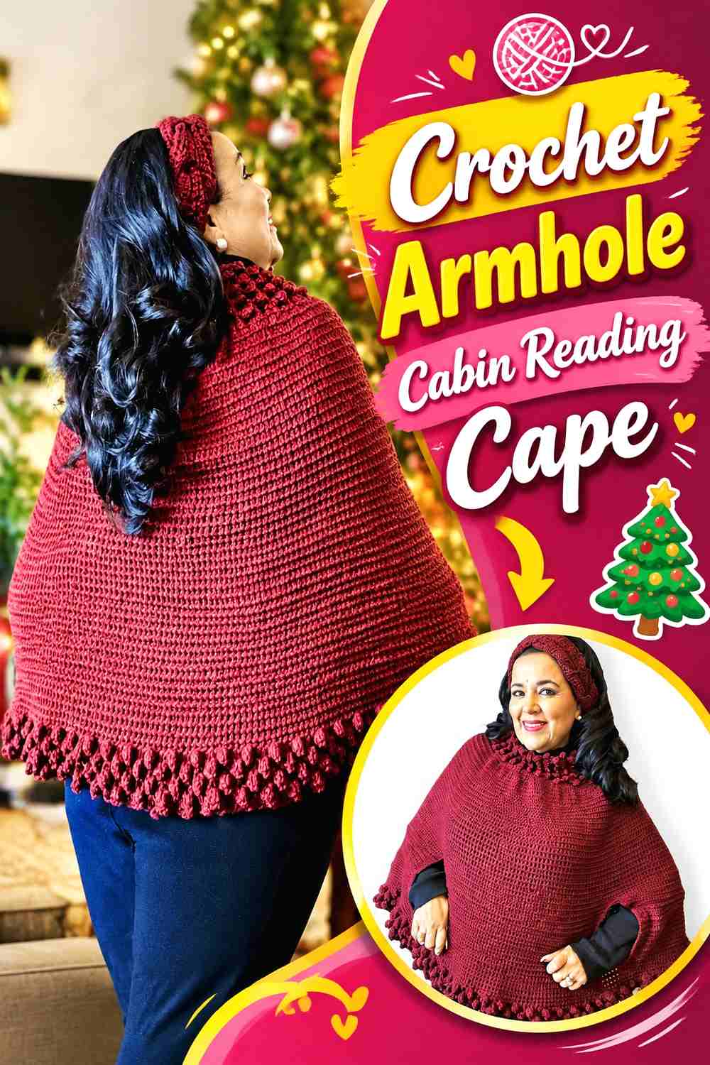 3. Crochet Armhole Cabin Reading Cape