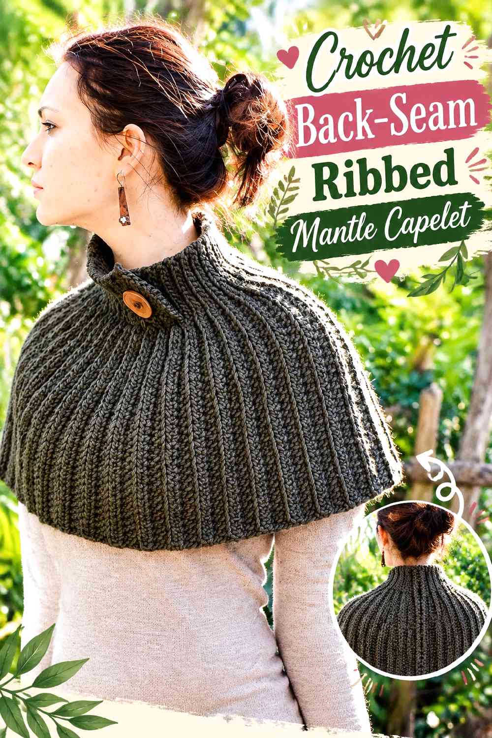 9. Crochet Back-Seam Ribbed Mantle Capelet