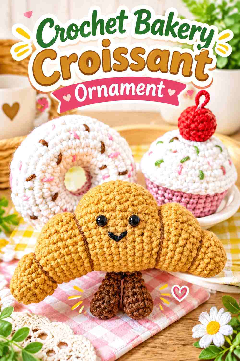 15. Crochet Bakery Croissant Ornament