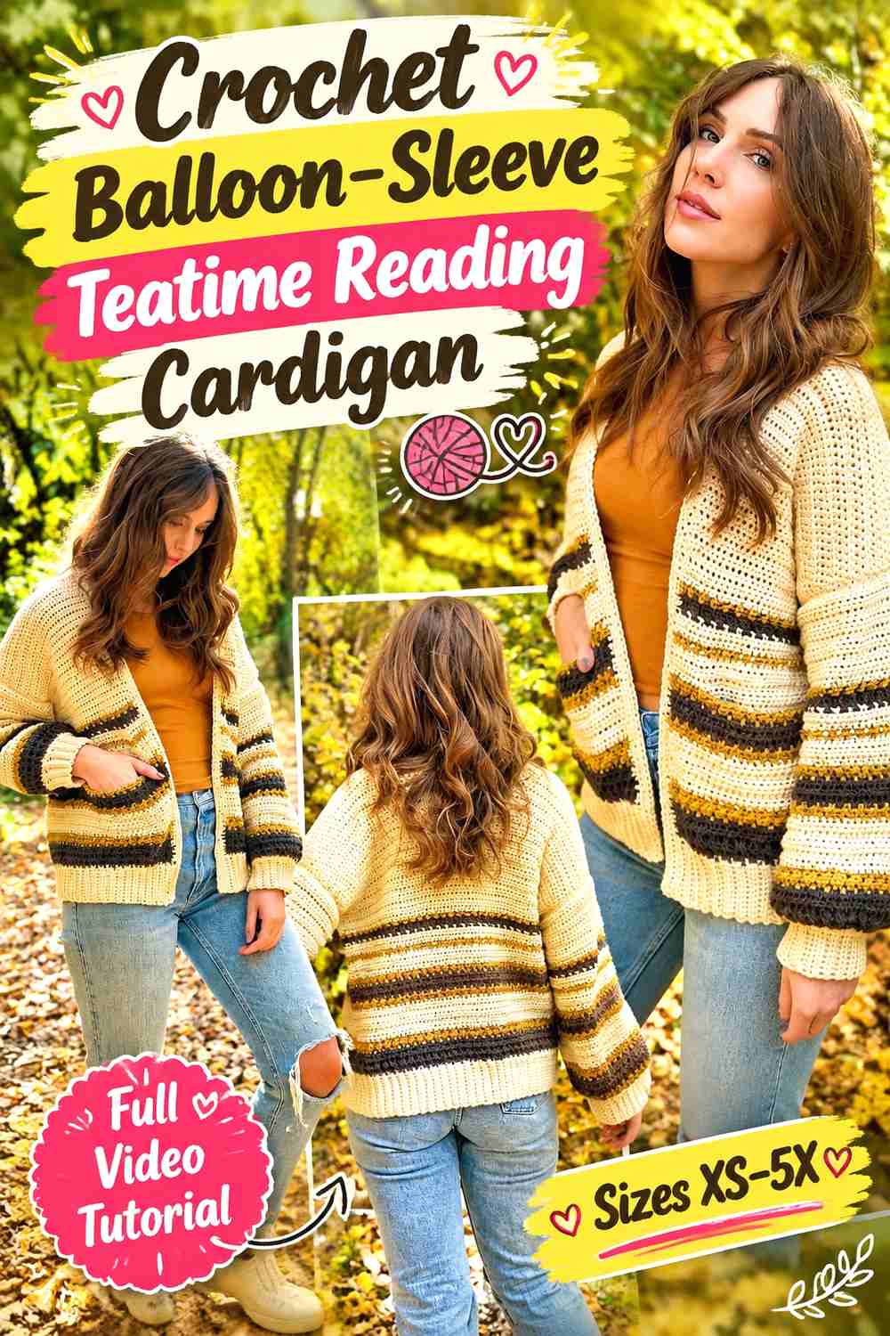 17. Crochet Balloon-Sleeve Teatime Reading Cardigan