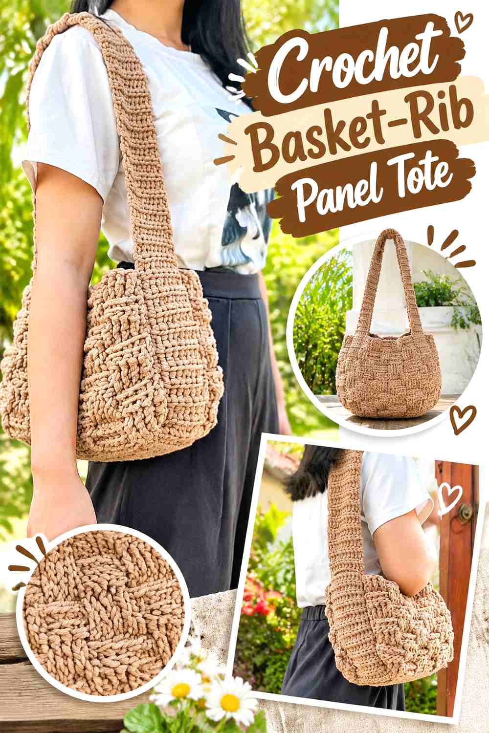 11. Crochet Basket-Rib Panel Tote