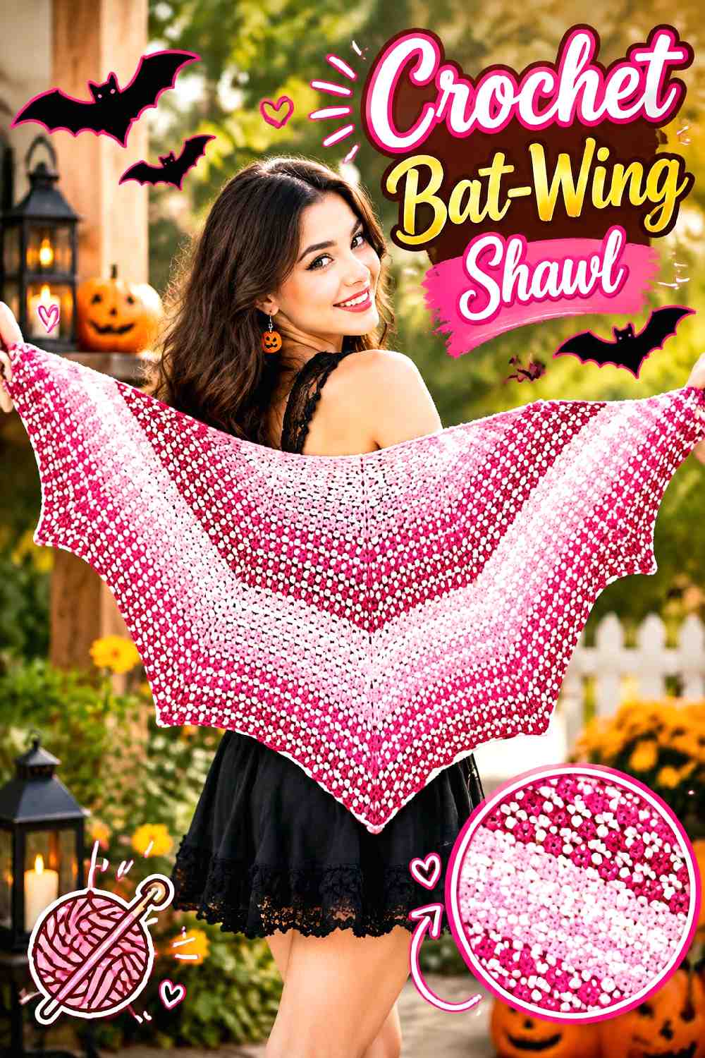 8. Crochet Bat Wing Shawl