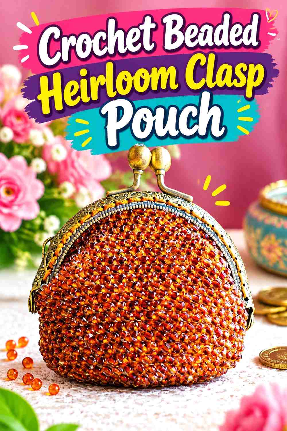 7. Crochet Beaded Heirloom Clasp Pouch