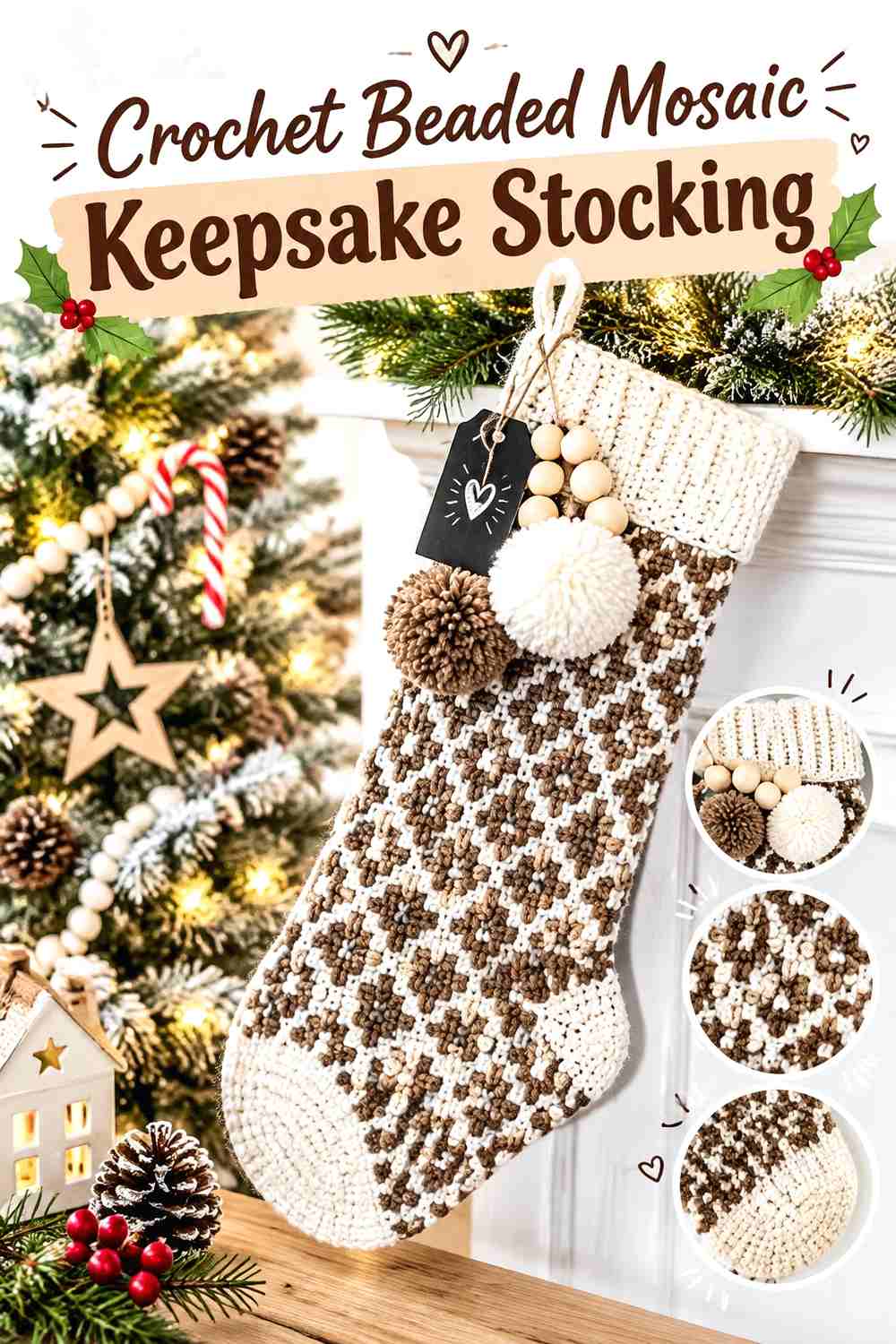 4. Crochet Beaded Mosaic Keepsake Stocking