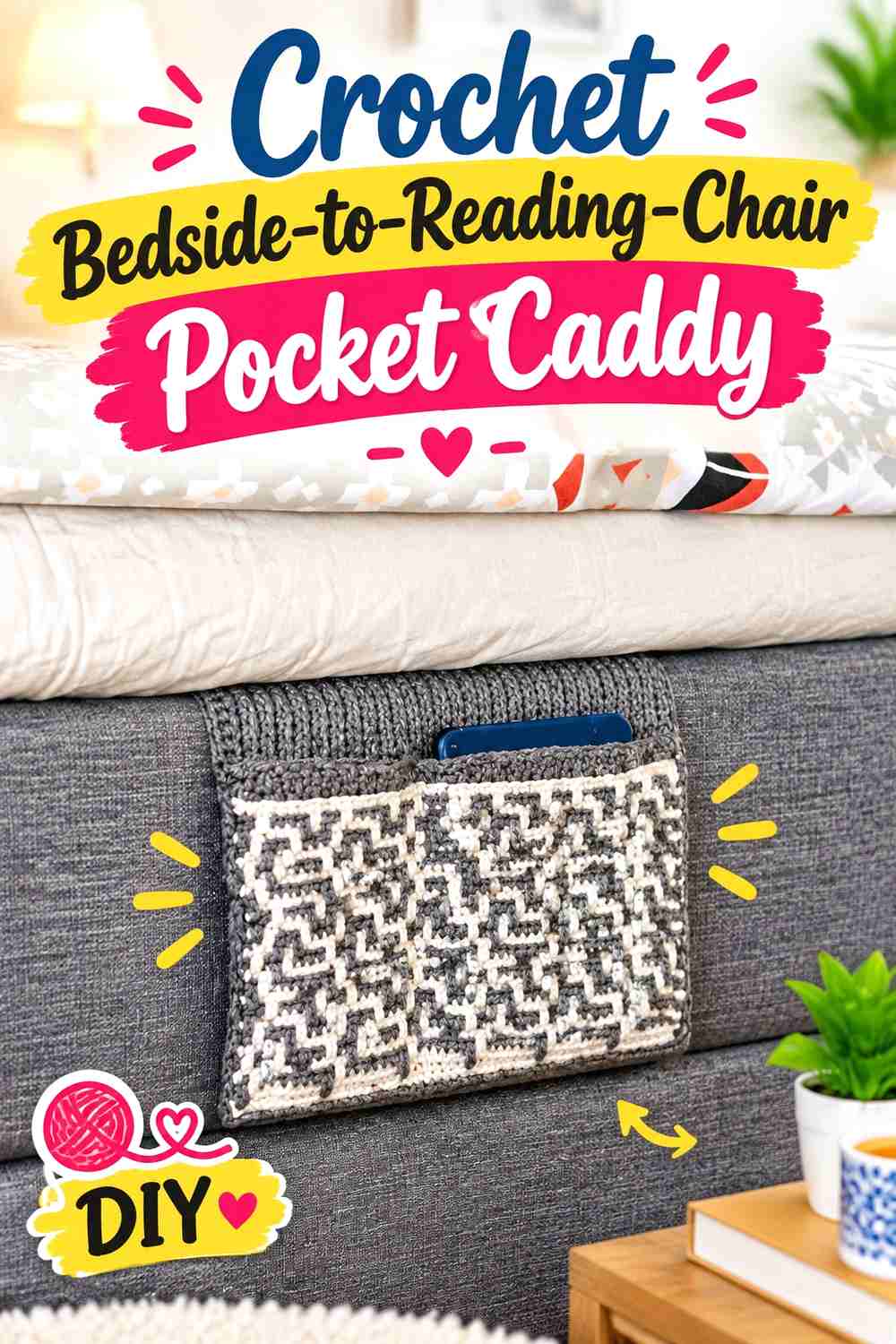17. Crochet Bedside-to-Reading-Chair Pocket Caddy