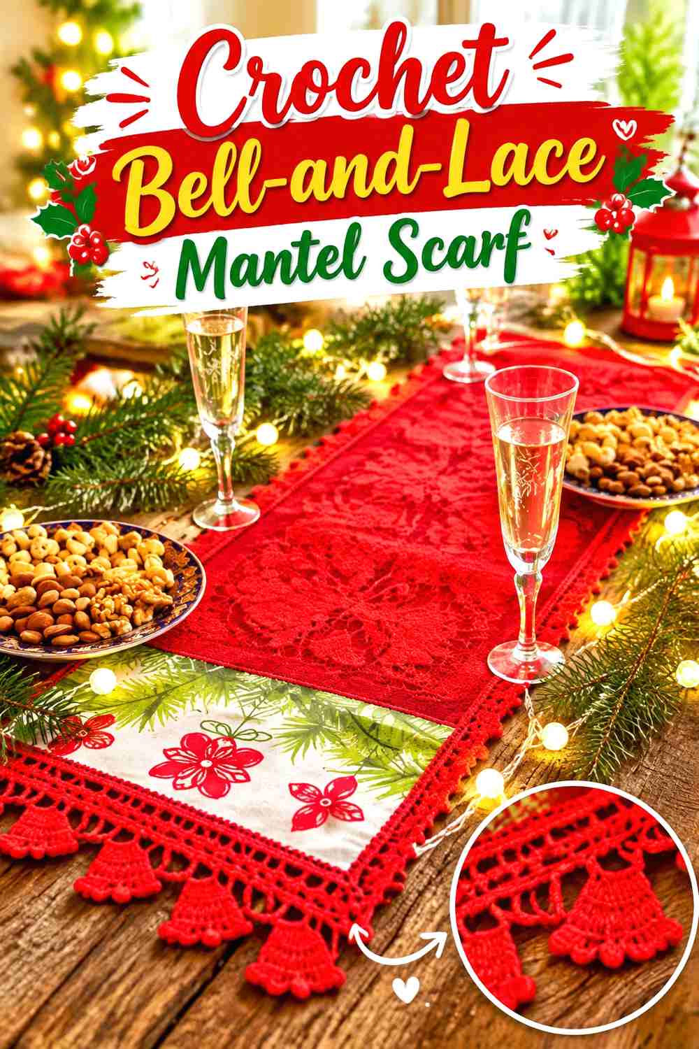 4. Crochet Bell-and-Lace Mantel Scarf